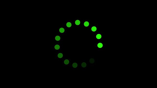 animation loading circle icon with glitch effect on black background. 4K video ,Glow load bar display. Digital design time. Infographic interface reassuring users that their request is being processed