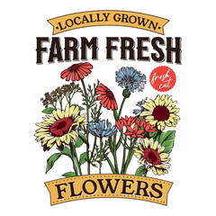 Flowers typography vector t-shirt design print