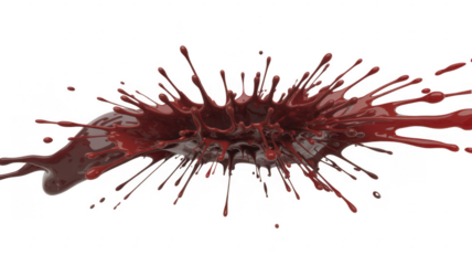 Red liquid splashing abstract dynamic isolated on a transparent background