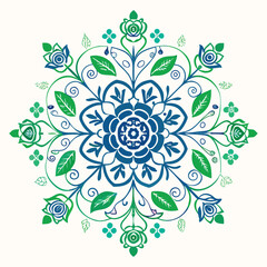 Abstract floral vector pattern with ornamental design and vintage elements