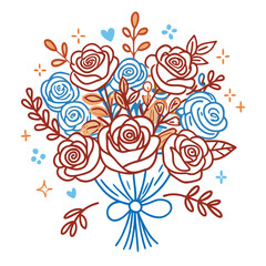 Abstract floral background with roses and decorative pattern