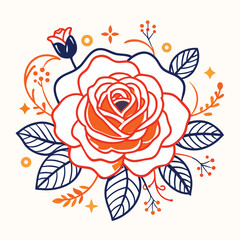 Red rose vector illustration on white background