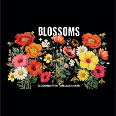 Flowers typography vector t-shirt design print