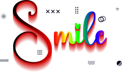 Smile colorful typography with decorative elements on white © MDTANBIR