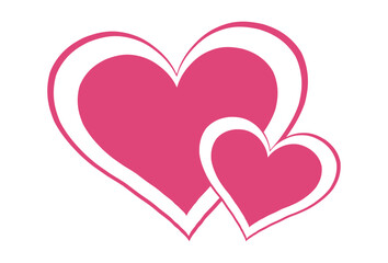 Pink Double Heart Love Icon Isolated on White Background