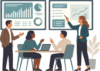 Business Finance Training Session &mdash; Collaborative Dashboard Analysis Vector