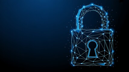 Digital Padlock Security: Cybersecurity Network & Data Protection Technology Background