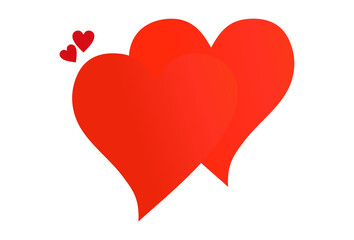 Overlapping Red Hearts with Small Love Icons Isolated on White Background