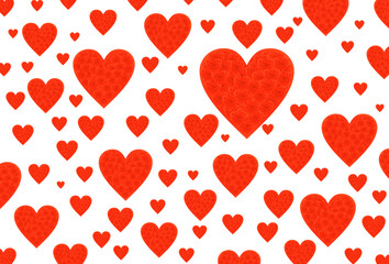 Seamless Red Heart Pattern on White Background for Valentine Design