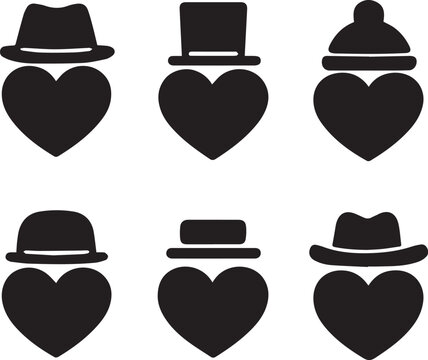 Different Icon hart hats glyph flat icon logo illustration vector isolated
