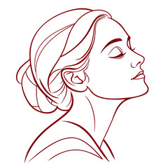 Continuous Single Line Drawing of a Woman Profile Portrait © Hip
