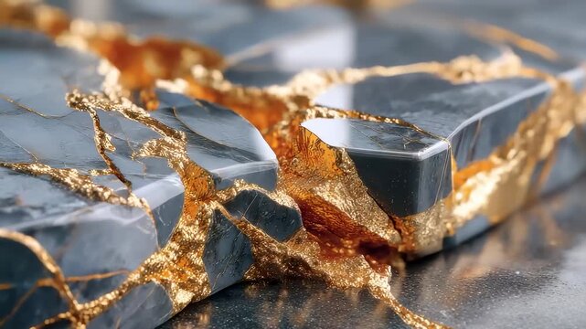 Luxury black marble texture with gold foil crack filling detail