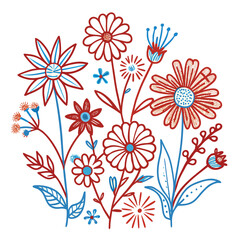 Seamless floral pattern with hearts and flowers background