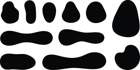 collection of various black abstract shapes on white background