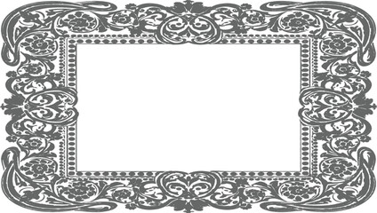 Antique golden floral ornament frame with a vintage wood pattern provides an ornate decorative border for your blank art design or retro gallery painting