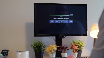 Middle Aged Man Takes Happiness Assessment for Emotional Intelligence and Mental Health Awareness and Wellness Metrics Concept