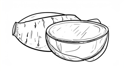 Sweet Potato Illustration - A Detailed Line Art Depiction.