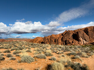 Entrance of trail of valley of fire park landscape in Nevada state of America
