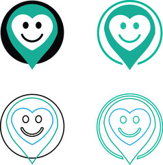 Obraz premium Four heart shaped smile icons in different colors and styles