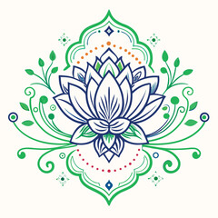 Lotus flower vector illustration with decorative floral elements