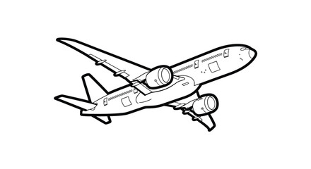 Modern Commercial Airliner Doodle with Engines Wings and Tail Icon