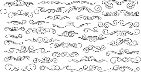 A vintage vector set of decorative floral borders and ornate scroll elements featuring swirl patterns and retro frame ornaments for elegant art design illustrations