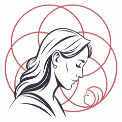 Naklejka premium Motherhood and Care Abstract Minimalist Vector Symbol