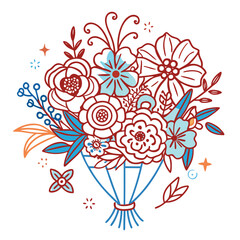 Floral heart illustration with flowers and butterflies in a romantic decorative vector design