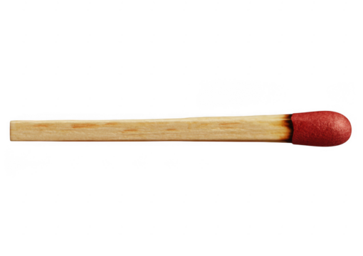 Unburnt match with red head isolated on a transparent background - Powered by Adobe