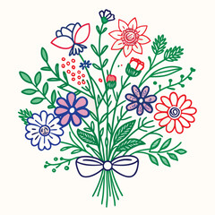 Floral vector background with blooming flowers and leaves in a decorative spring nature design