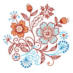 Abstract seamless floral vector pattern with flowers and leaves for decorative background design