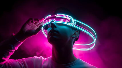 Hand touching wireless signal icon symbolizing 5G connectivity and high-speed internet access