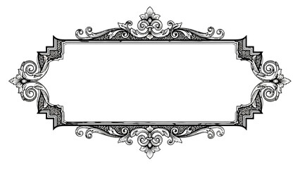 Ornate Vintage Decorative Frame with Intricate Details, Elegant Border Element on Isolated White Background