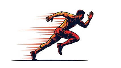 Dynamic athlete sprinting with motion blur effect