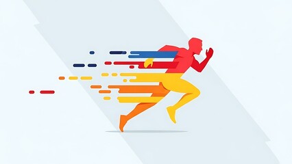 Dynamic runner in motion with colorful speed lines