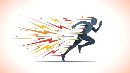 Dynamic runner in motion with energetic lightning effects