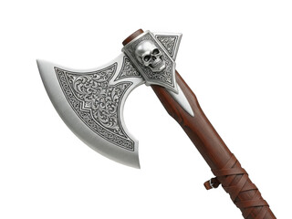 Intricate axe with skull design isolated on transparent background