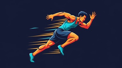 Man running fast with motion blur effect