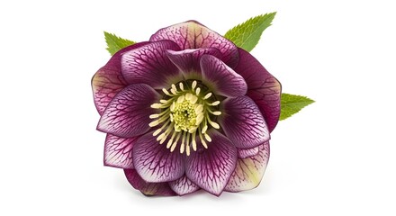 Exquisite Winter-Blooming Hellebore with Rich Magenta Petals and Bright Yellow Stamens