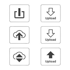 Data Transfer Upload and Download Flat Vector Icon Set