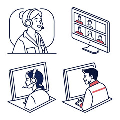 6 Modern Video Conferencing and Digital Call UI Icons