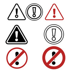 6 Simple Warning and Information Alert Vector Icons