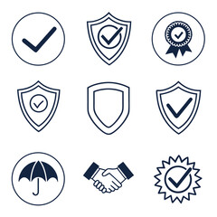 6 Pro Warranty and Trust Seal Flat Vector Icons