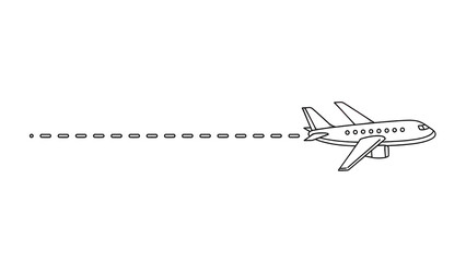 Airplane flying, leaving dotted trail, white background, vector illustration
