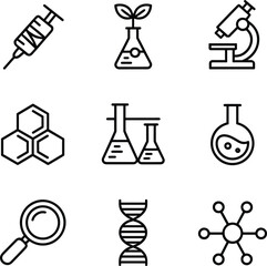 Obraz premium Science and research icons on white background laboratory
