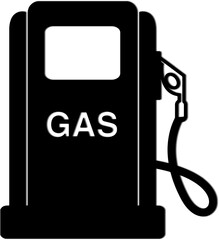 Gas pump icon simple black and white illustration for fuel station or transportation concepts isolated on white background