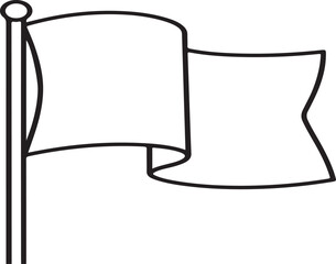 Black line art illustration of waving flags on a pole