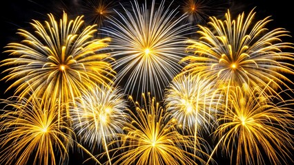 White fireworks closeup in black background