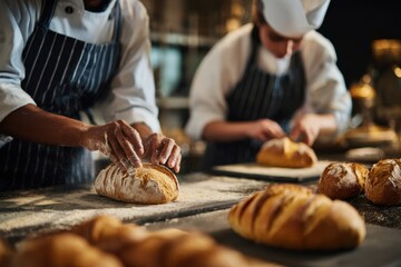 Students engage in collaborative baking activities in a culinary class focused on bread-making skills and techniques at a local cooking school during the late afternoon session