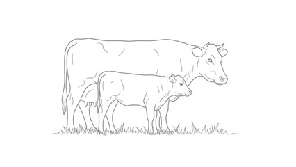 Obraz premium Black and white cow and bull vector illustration featuring a farm animal silhouette and cattle icon design on a white background for agriculture or dairy milk concepts